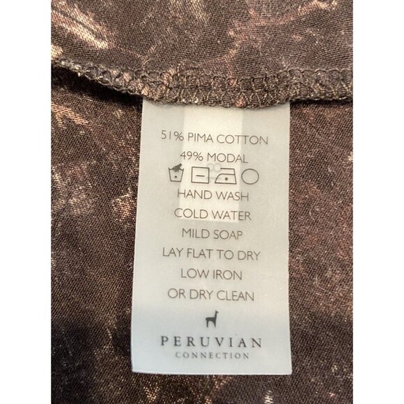 Peruvian Connection Dress Pima Cotton Modal Long Sleeve Blue Black Mauve Large L - Picture 5 of 5